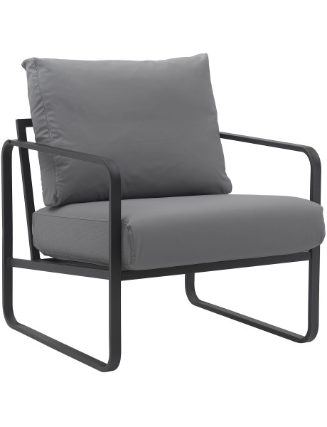 Fauteuil lounge en polyuréthane gris et métal noir...