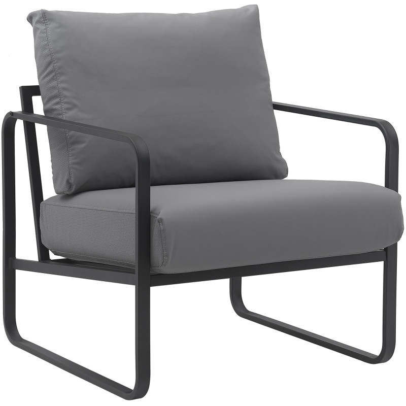 Fauteuil lounge en polyuréthane gris...