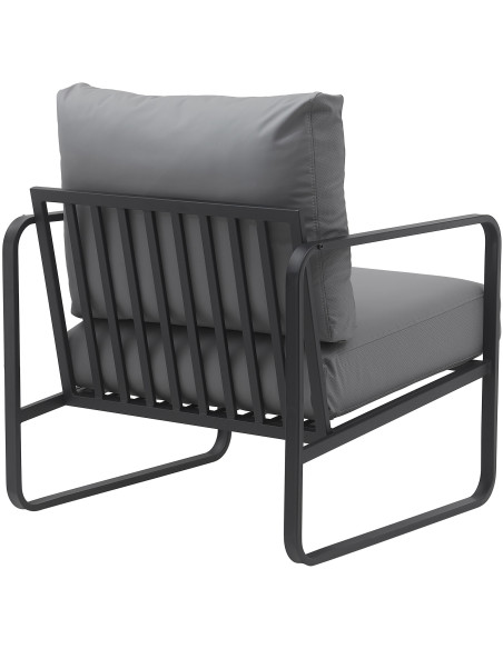 Fauteuil lounge en polyuréthane gris et métal noir 70x74x82 cm Calvia