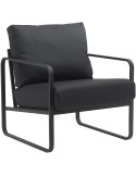 Fauteuil lounge noir en polyuréthane et métal 70x74x82 cm Calvia