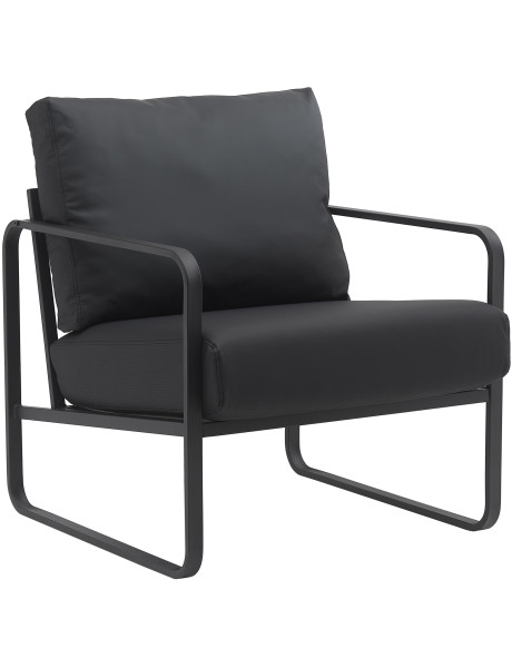 Fauteuil lounge noir en polyuréthane et métal 70x74x82 cm...