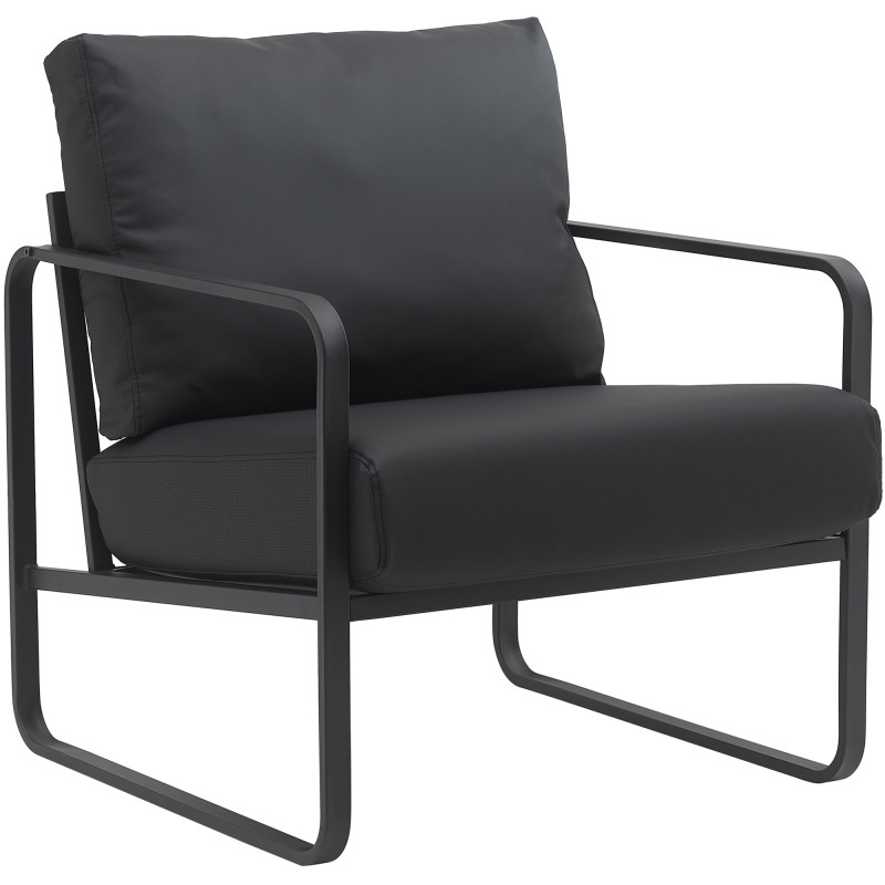 Fauteuil lounge noir en polyuréthane...