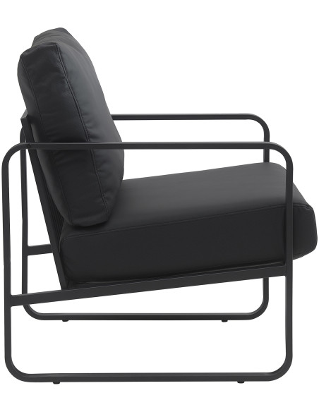 Fauteuil lounge noir en polyuréthane et métal 70x74x82 cm Calvia