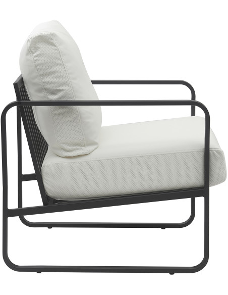 Fauteuil lounge blanc en polyuréthane et métal noir 70x74x82 cm Calvia