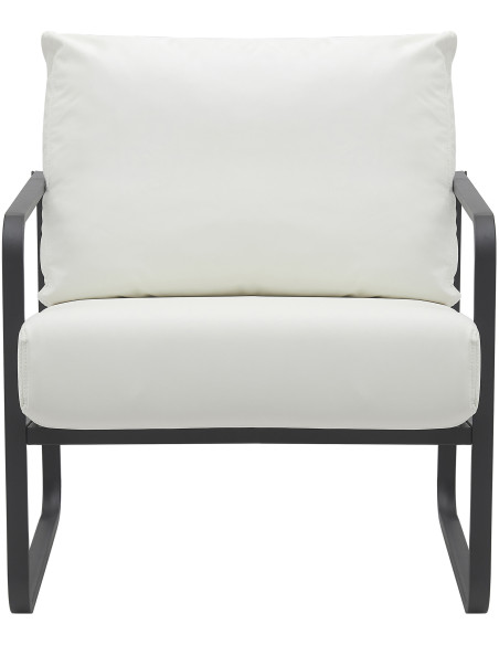 Fauteuil lounge blanc en polyuréthane et métal noir 70x74x82 cm Calvia