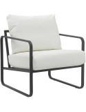 Fauteuil lounge blanc en polyuréthane et métal noir 70x74x82 cm Calvia