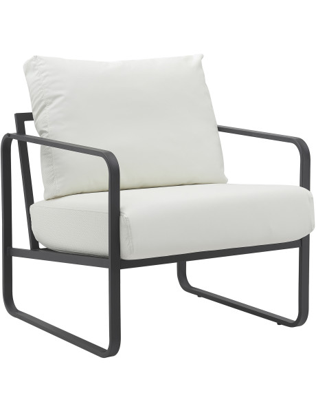 Fauteuil lounge blanc en polyuréthane et métal noir...