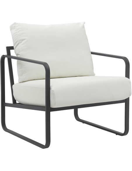 Fauteuil lounge blanc en polyuréthane et métal noir 70x74x82 cm Calvia