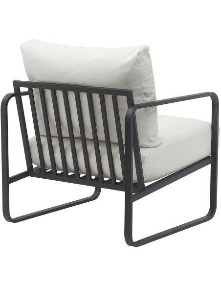 Fauteuil lounge blanc en polyuréthane et métal noir 70x74x82 cm Calvia