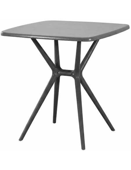 Table de jardin carrée en polypropylène gris foncé 72x72x76 cm Bellerive
