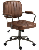 Fauteuil de bureau à roulettes en polyuréthane cognac et métal noir Atelier Noma