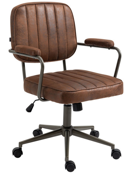 Fauteuil de bureau à roulettes en polyuréthane cognac et...