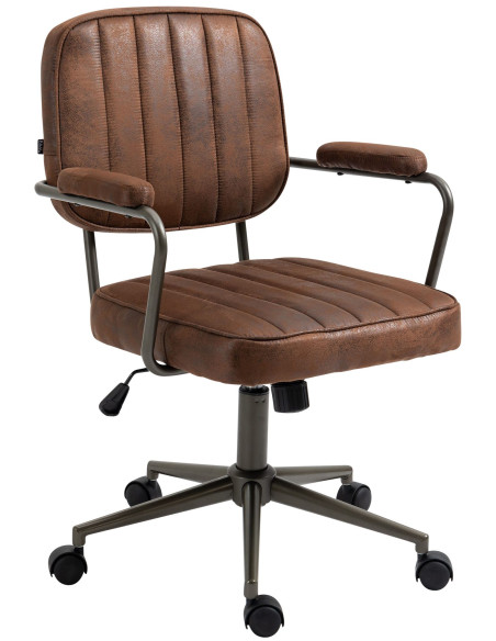 Fauteuil de bureau à roulettes en polyuréthane cognac et métal noir Atelier Noma