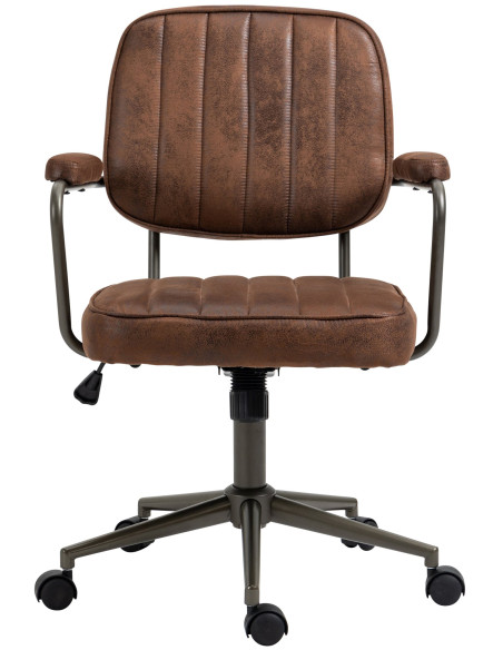 Fauteuil de bureau à roulettes en polyuréthane cognac et métal noir Atelier Noma