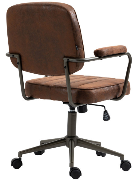 Fauteuil de bureau à roulettes en polyuréthane cognac et métal noir Atelier Noma