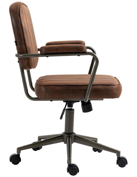 Fauteuil de bureau à roulettes en polyuréthane cognac et métal noir Atelier Noma