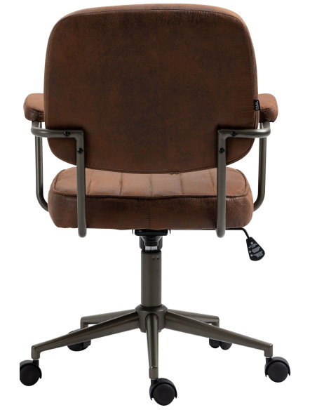Fauteuil de bureau à roulettes en polyuréthane cognac et métal noir Atelier Noma