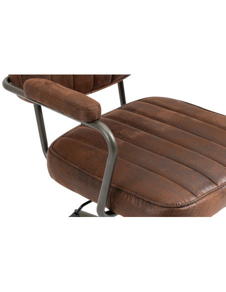 Fauteuil de bureau à roulettes en polyuréthane cognac et métal noir Atelier Noma