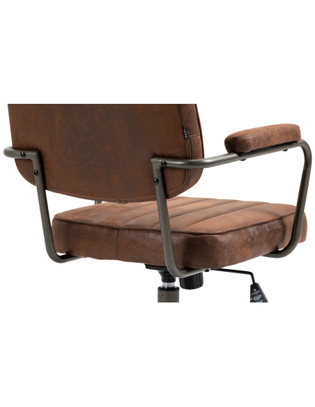 Fauteuil de bureau à roulettes en polyuréthane cognac et métal noir Atelier Noma