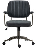 Fauteuil de bureau à roulettes en polyuréthane noir antique et métal noir Atelier Noma
