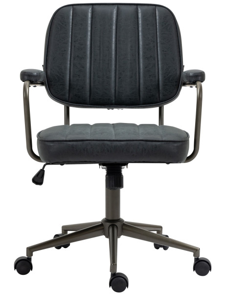 Fauteuil de bureau à roulettes en polyuréthane noir...