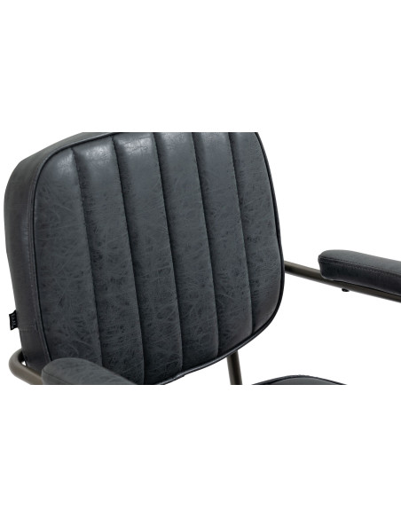 Fauteuil de bureau à roulettes en polyuréthane noir antique et métal noir Atelier Noma