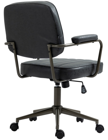 Fauteuil de bureau à roulettes en polyuréthane noir antique et métal noir Atelier Noma