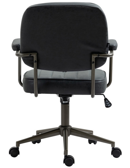 Fauteuil de bureau à roulettes en polyuréthane noir antique et métal noir Atelier Noma