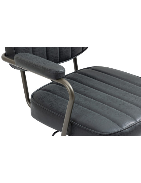 Fauteuil de bureau à roulettes en polyuréthane noir antique et métal noir Atelier Noma