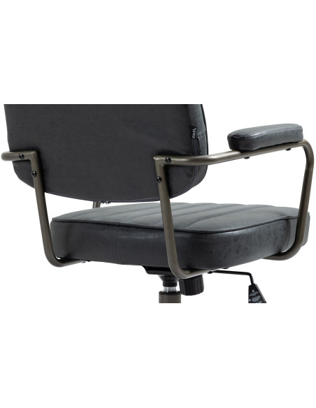 Fauteuil de bureau à roulettes en polyuréthane noir antique et métal noir Atelier Noma