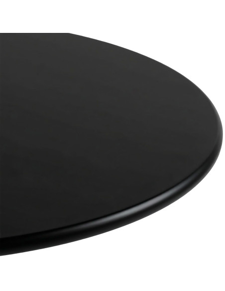 Table de bistrot ronde noire en MDF laqué et métal diamètre 70 cm Café Varenno