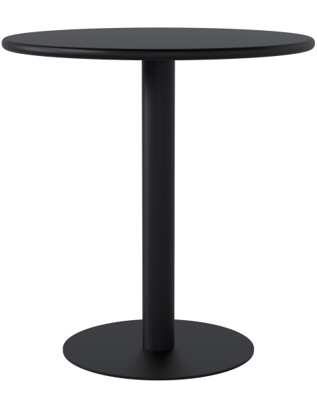 Table de bistrot ronde noire en MDF laqué et métal diamètre 70 cm Café Varenno