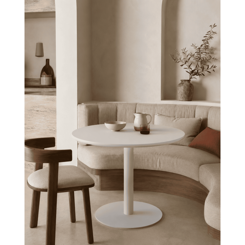 Table de bistrot ronde blanche en MDF...