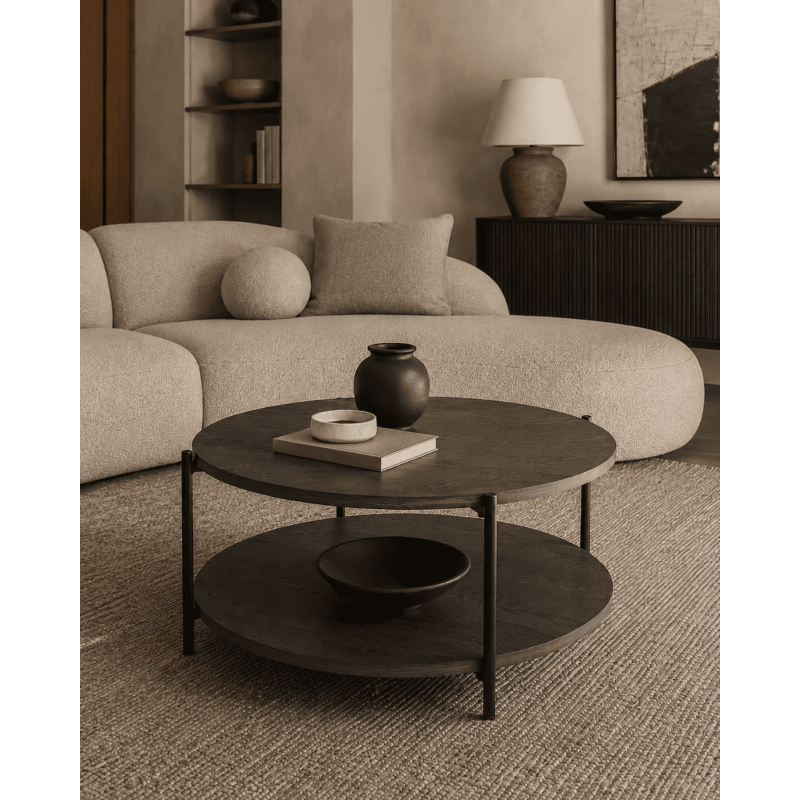 Table basse ronde double plateau gris...