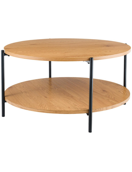 Table basse ronde double plateau bois naturel et métal...