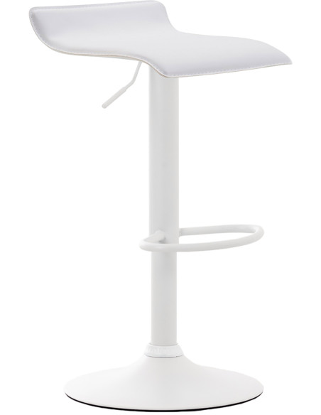 Tabouret de bar réglable blanc en polyuréthane et métal Nivelle