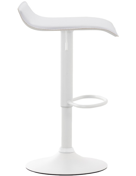 Tabouret de bar réglable blanc en polyuréthane et métal Nivelle