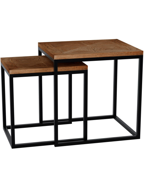 Ensemble 2 tables gigognes d’appoint en bois de mindi...
