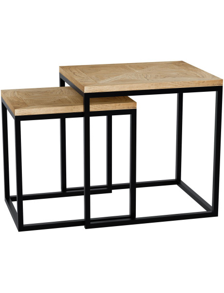 Ensemble 2 tables gigognes d’appoint bois de mindi...