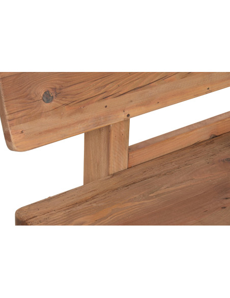 Canapé droit en pin recyclé naturel avec coussins noirs déhoussables 195x90x78 cm Nerio