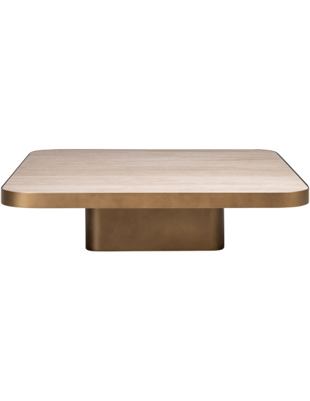 Table basse carrée Claridge effet travertin 100 cm