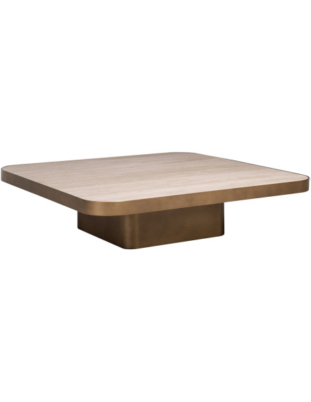 Table basse carrée Claridge effet travertin 100 cm