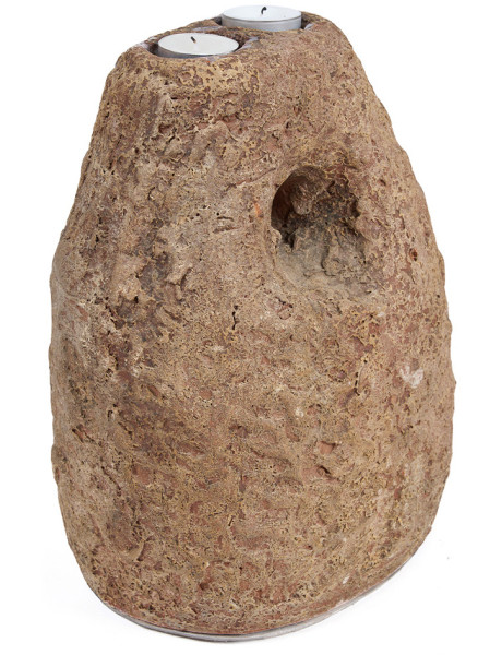 Bougeoir double terre cuite marron 28 cm The Terra Totem