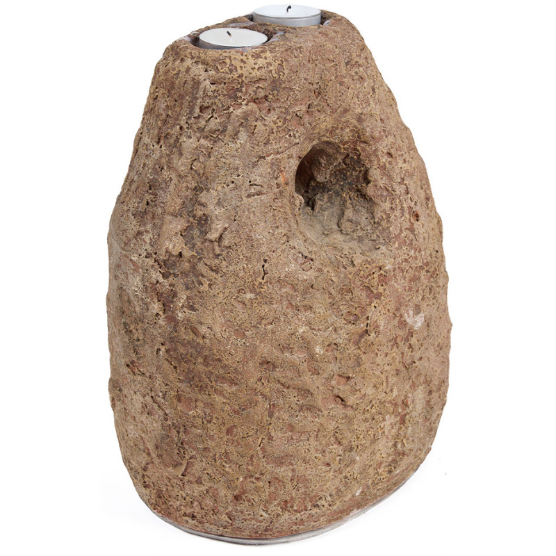 Bougeoir double terre cuite marron 28...