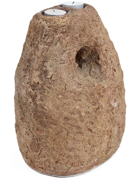Bougeoir double terre cuite marron 28 cm The Terra Totem