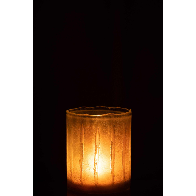 Photophore en verre jaune 15 cm Sugar