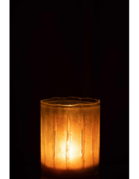 Photophore en verre jaune 15 cm Sugar