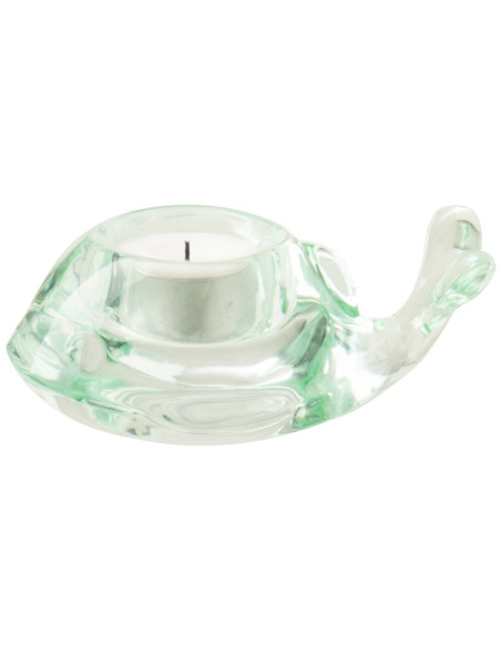 Bougeoir baleine en verre vert menthe Orphéon