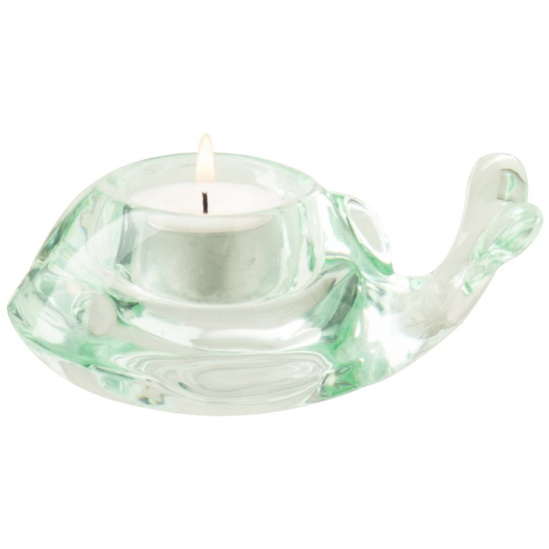 Bougeoir baleine en verre vert menthe...