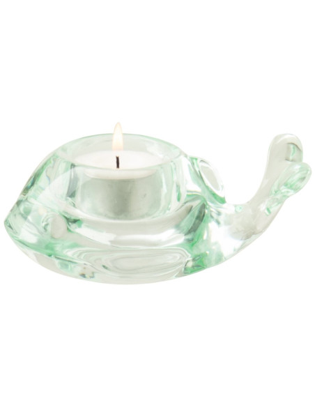 Bougeoir baleine en verre vert menthe Orphéon